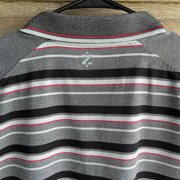 Izod Men's Slim Fit Polo Shirt Gray Striped Size XL Polyester/Cotton Blend - Picture 8 of 9